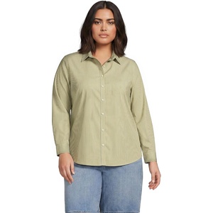 image:imageLands End Womens Pinwale Cord Long Sleeve ShirtChartreuse Thin Stripe