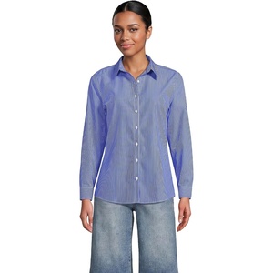 image:imageLands End Womens Pinwale Cord Long Sleeve ShirtSapphire Gem Thin Stripes