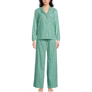 image:imageWomens Cotton Poplin 2 Piece Pajama Set  Long Sleeve Top and PantsVibrant Clover Multi Stripe