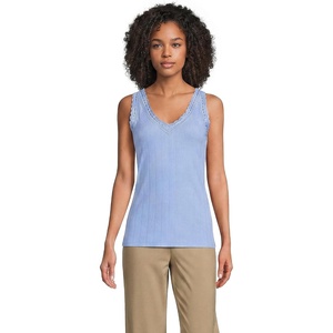 image:imageWomens Variegated Micro Rib Lace Trim CamiClear Blue Sky