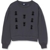 image:imageLands End Girls Crew Neck Embroidered SweatshirtFloralDark Gray