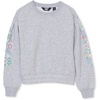 image:imageLands End Girls Crew Neck Embroidered SweatshirtPuffFloralGray Heather