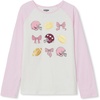 image:imageLands End Girls Graphic Tee ShirtFoilFootball BowsPink