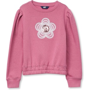 image:imageLands End Girls Crew Neck Embroidered SweatshirtSequinsFloralRed Violet