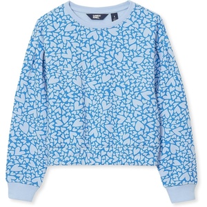image:imageLands End Girls Crew Neck Embroidered SweatshirtTossed HeartsVista Blue