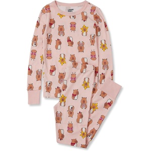 image:imageLands End Kids Pattern Snug Fit Pajama SetCapybaraOrchid Pink