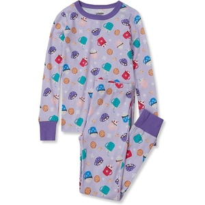 image:imageLands End Kids Pattern Snug Fit Pajama SetHot CocoaDahlia Purple