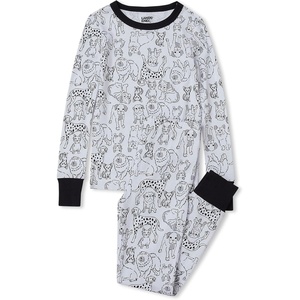 image:imageLands End Kids Pattern Snug Fit Pajama SetMulti DogsWhite