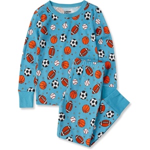 image:imageLands End Kids Pattern Snug Fit Pajama SetMulti Sport BallsLight Blue