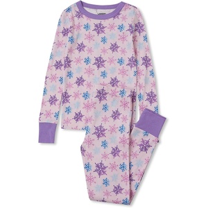 image:imageLands End Kids Pattern Snug Fit Pajama SetSnowflakesPurple