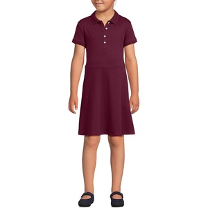 image:imageLands End Girls Short Sleeve Interlock Polo DressBurgundy