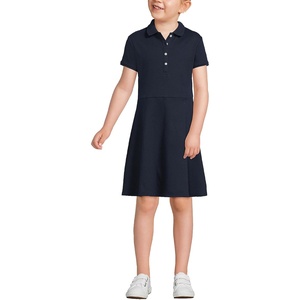 image:imageLands End Girls Short Sleeve Interlock Polo DressClassic Navy