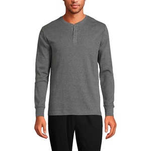 image:imageLands End Mens Knit Rib Pajama HenleyCharcoal Heather