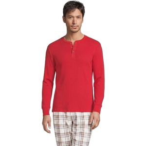image:imageLands End Mens Knit Rib Pajama HenleyCompass Red