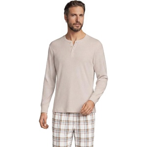 image:imageLands End Mens Knit Rib Pajama HenleyIvory Latte