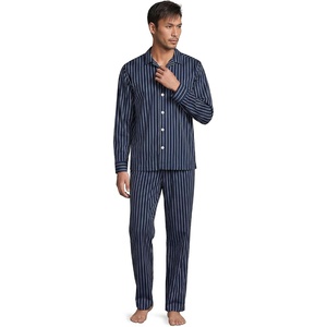 image:imageLands End Mens Long Sleeve Essential Pajama SetRadiant NavyWhite Stripe