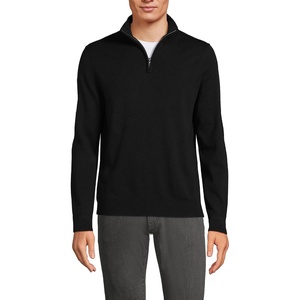 image:imageLands End Mens Long Sleeve Fine Gauge Cotton Quarter Zip SweaterBlack