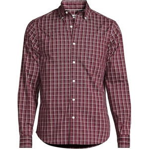 image:imageLands End Mens Wrinkle Resistant Dress ShirtBurgundyCoffeeTaupe Plaid