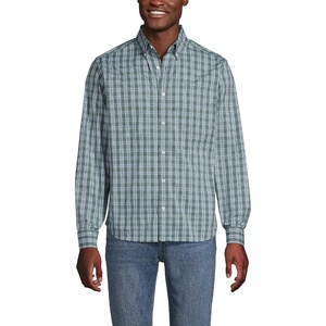 image:imageMens Traditional Fit Long Sleeve Travel Kit ShirtEucalyptusWhite Plaid