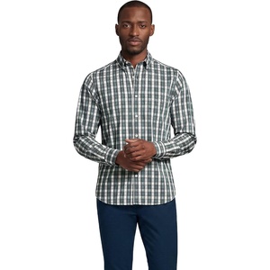 image:imageMens Traditional Fit Long Sleeve Travel Kit ShirtMuted Mineral AquaBlue Plaid