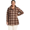 image:imageLands End Boucle Fleece CoatRich Coffee Tonal Plaid