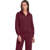 image:imageLands End Womens Serious Sweats Relaxed Quarter Zip Pullover SweatshirtRich Burgundy