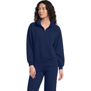 image:imageLands End Womens Serious Sweats Relaxed Quarter Zip Pullover SweatshirtDeep Sea Navy