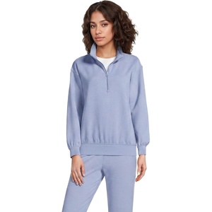image:imageLands End Womens Serious Sweats Relaxed Quarter Zip Pullover SweatshirtFrosted Periwinkle