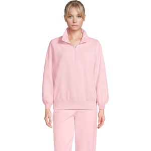 image:imageLands End Womens Serious Sweats Relaxed Quarter Zip Pullover SweatshirtSea Salt Pink