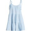 image:imageLands End Womens Cotton Gauze Metallic Tiered Mini Coverup DressSoft Sky BlueGold Metallic
