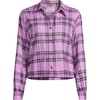 image:imageLands End Womens Cropped Flannel ShirtAster PinkFuchsia Plum Plaid