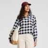 image:imageLands End Womens Cropped Flannel ShirtIvory LatteNavy Buffalo Plaid