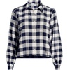 image:imageLands End Womens Cropped Flannel ShirtIvory LatteNavy Buffalo Plaid