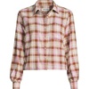 image:imageLands End Womens Cropped Flannel ShirtRich GingerAster Pink Plaid