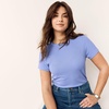 image:imageLands End Womens Drapey Rib Fitted Short Sleeve Mini TShirtLight Periwinkle