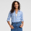 image:imageLands End Womens Flannel Boyfriend Fit Long Sleeve ShirtBlueIvory Plaid