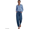image:imageLands End Womens Flannel Boyfriend Fit Long Sleeve ShirtBright French Blue Plaid