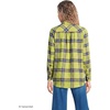 image:imageLands End Womens Flannel Boyfriend Fit Long Sleeve ShirtChartreuse Multi Plaid