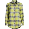image:imageLands End Womens Flannel Boyfriend Fit Long Sleeve ShirtChartreuse Multi Plaid