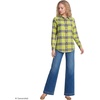 image:imageLands End Womens Flannel Boyfriend Fit Long Sleeve ShirtChartreuse Multi Plaid