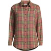image:imageLands End Womens Flannel Boyfriend Fit Long Sleeve ShirtOliveNautical Red Plaid
