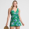 image:imageLands End Womens Side Tie Mini Swim DressVibrant Clover Poppy Floral