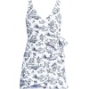 image:imageLands End Womens Side Tie Mini Swim DressWhiteBlue Toile