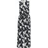 image:imageLands End Womens Sleeveless Creaseless Wrap Jumpsuit with Smocked WaistBlack Tropic Floral