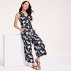 image:imageLands End Womens Sleeveless Creaseless Wrap Jumpsuit with Smocked WaistBlack Tropic Floral