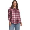image:imageLands End Womens Flannel Boyfriend Fit Long Sleeve ShirtRich BurgundyIvory Plaid
