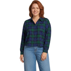 image:imageLands End Womens Cropped Flannel ShirtLiberty BluePine Blackwatch