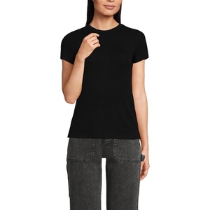 image:imageLands End Womens Drapey Rib Fitted Short Sleeve Mini TShirtBlack