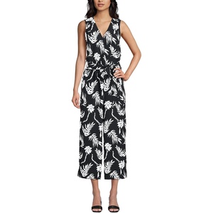 image:imageLands End Womens Sleeveless Creaseless Wrap Jumpsuit with Smocked WaistBlack Tropic Floral