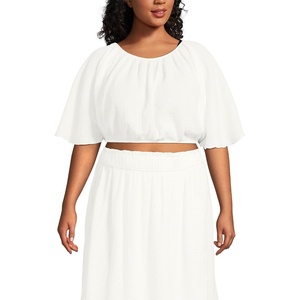 image:imageWomens Cotton Gauze Dolman Sleeve Crop Cover Up TopChalk White